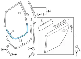 4g8845354h Audi A7 Quattro - Front Right Upper Inner Door Seal / Weather Stripping #2