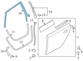 4g8845696h Audi 13-14 16-18 S7 - Rear Right Upper Inner Door Seal / Weather Stripping #2
