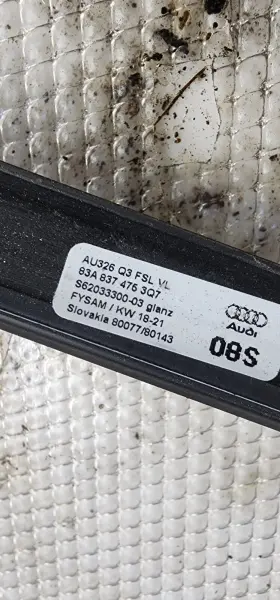 83a837476 Audi 2019-2023 Q3 - Front Right Outer Door Window Slot Seal / Trim #3