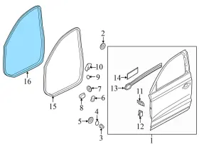 8u0831721a Audi 2015-2018 Q3 Quattro - Front Inner Door Seal / Weather Stripping #3