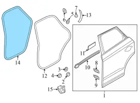 8u0833721a Audi 2015-2018 Q3 - Rear Inner Door Seal / Weather Stripping #2