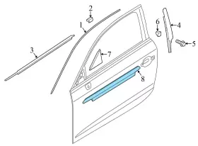 8v5853284b Audi 2015-2020 A3 Quattro - Front Right Exterior Door Window Slot Seal / Trim #3