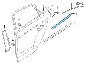 8v5853763c Audi 2015-2020 S3 - Rear Left Exterior Door Window Slot Seal / Trim #3
