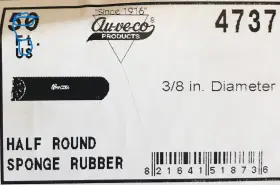 16525 Auveco 25 Feet Of 3/8 In Diameter Sponge Rubber Seal 4737