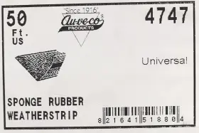 4747 Auveco 10 Feet Of Universal Trunk And Door Sponge Rubber Seal