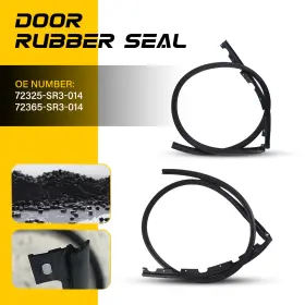 72325-sr3-014 Auxito Black Door Trim Edge Strip Rubber Seal Protector 2pcs Fit 1992-1995 Honda Civic