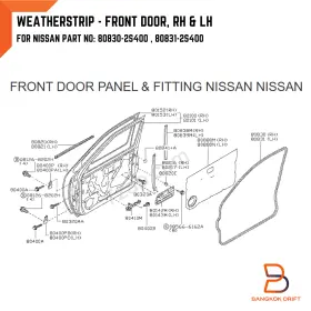 80830-1-22th0a Bd Sma Pair Front Door Weatherstrip Rubber Seal For Nissan Frontier D22 Pickup 98-04 #2
