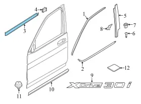 51337393417 Bmw 2019-2023 X4 - Front Left Inner Door Window Slot Seal 7393417 #3