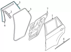 51357305632 Bmw 2007-2013 X5 - Rear Right Upper Door Window Trim Seal / Gasket 7305632 #3