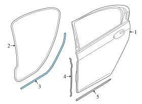 51727341643 Bmw 2016-2022 750i Xdrive G12 - Rear Left Lower Door Weather Stripping / Seal #3