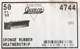 4744 General Motors 10 Ft. 1940-54 Universal Sponge Rubber Door Seal Auveco