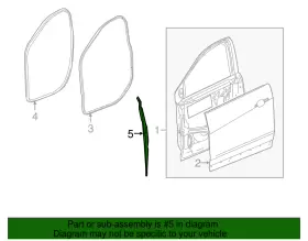 23100198 Gm Genuine Driver Side Front Door Auxiliary Weatherstrip #2