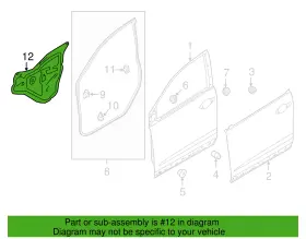 72321-t0a-a11 Honda Right Front Door Water Deflector 12-16 Cr-v New Genuine