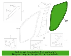 72855-tjb-a01 Honda Left Rear Weather Strip 19-25 Acura Rdx New Genuine