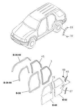 8-97304-398-1 Honda Genuine Weatherstrip Front Door