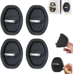 Labriciyon 768530843732 4 Pcs Car Silicone Door Latch Protective Covers Black
