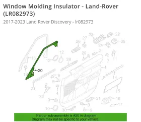 Lr082973 Land Rover Genuine Discovery 5 2017-2024 Lh Front Door Insulator Lr082973 Land Rover Genuine Discovery 5 2017-2024 Lh Front Door Insulator