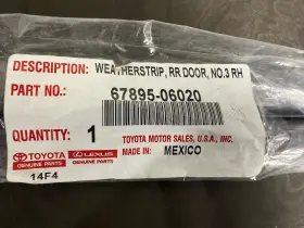 67895-06020 Lexus New Oem Genuine 2019-21 Es350 Front Weather-strip