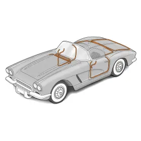 627981 Mid America Motorworks 1961-1962 Corvette Door And Body 8 Piece Weatherstrip Seal Kit