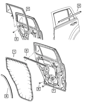 05067764ac Mopar Genuine Rear Door Mounted Weatherstrip Right 5067764ac