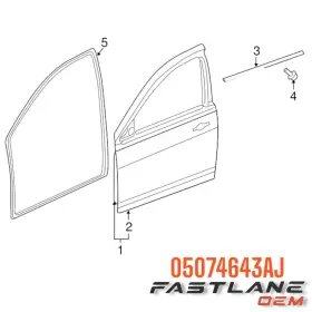 05074643aj Mopar 2007-2017 Jeep Compass Fr Left Door Body Mounted Weatherstrip New Oem #3