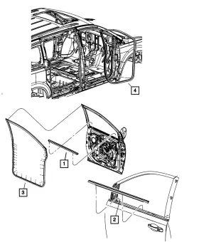 1da08bd1ah Mopar Genuine Front Door Opening - With Strip