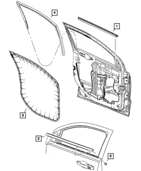5074645af Mopar Genuine Front Door Mounted Weatherstrip Left