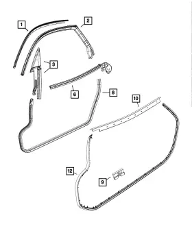 Mopar 68096402ac Genuine Front Door Weatherstrip Right