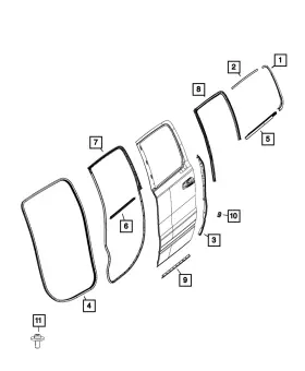 68291619ad Mopar Genuine Rear Door Mounted Weatherstrip Left 68291619ad Mopar Genuine Rear Door Mounted Weatherstrip Left
