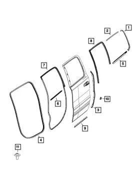68291620ad Mopar Genuine Rear Door Mounted Weatherstrip Right #3