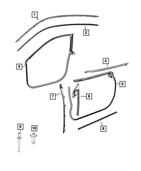 68592089ad Mopar Genuine Front Door Flush Glass Weatherstrip Left