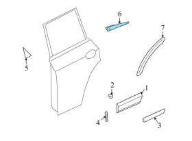 95555947701 Porsche 03-06 08-10 Cayenne - Rear Left Outer Door Window Slot Seal / Trim #3