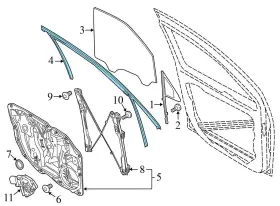 95853143202 Porsche 2011-2018 Vw Touareg - Front Right Door Window Glass Channel / Seal 7p0837432h #3