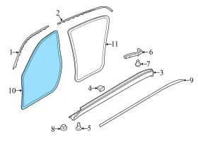 97053726601 Porsche 2010-2016 Panamera - Front Right Door Seal / Weather Stripping Inner #2 97053726601 Porsche 2010-2016 Panamera - Front Right Door Seal / Weather Stripping Inner #2