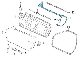 98753707601 Porsche 2006-2008 Cayman - Front Right Door Seal / Weather Stripping #2