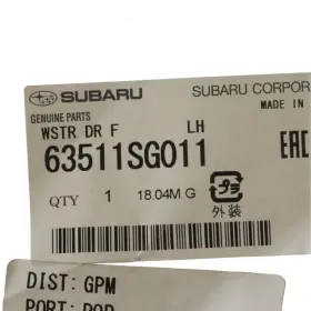 63511sg011 Subaru Genuine Door Weather-strip