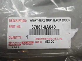 67881-0a040 Toyota 2022-2026 Corolla Cross Back Door Liftgate Hatch Weatherstrip