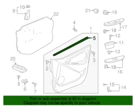 68172-52081 Toyota Front Door Glass Inner Weatherstrip L/side Echo 2002-2005 Genuine Part Oe #3