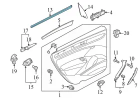 561839479b Volkswagen 2012-2022 Vw Passat - Rear Left Inner Door Window Slot Seal / Trim #3