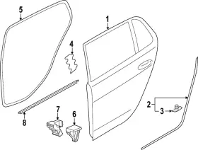 5h4-839-699-a-9b9 Volkswagen Genuine Door Weather-strip