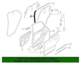 30661314 Volvo Genuine Sealing Strip Rear Door Left #3