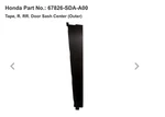 (1) Bnib Oem 03-07 Honda Accord Rear Right Center Outer Door Sash Tape Ror. Fixed Price $19.95.