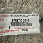Oem New Genuine Toyota Door Molding Seal 67897-0E041. Fixed Price $18.99.