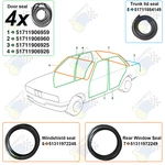 Bmw E30 Sedan 7-PIECE Weatherstrip Set Doors, Trunk, Front/rear Windows Seals. Fixed Price $338.00.