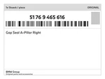 Genuine Bmw Gap Seal A-pillar Right 51-76-9-465-616 New. Fixed Price $39.75.