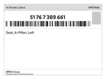 Genuine Bmw Seal, A-pillar, Left 51-76-7-389-661 New. Fixed Price $65.59.