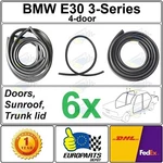 1986 Bmw E30 4-DOOR Sedan 6-PC Weatherstrip Set For Doors, Sunroof, Trunk Seal. Fixed Price $149.50.
