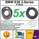 Bmw E30 3-SERIES 4-DOOR Sedan 5-PIECE Rubber Weatherstrip Set For & Trunk. Fixed Price $143.00.