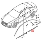 Audi A8 Window Slot Seal With Trim Strip Chrome 4H4853763C2ZZ 11-17 No Duties. Fixed Price $250.36.