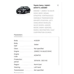 2019 Toyota Camry Front Door Weatherstrip Used Oem 67862-33120. Fixed Price $65.00.